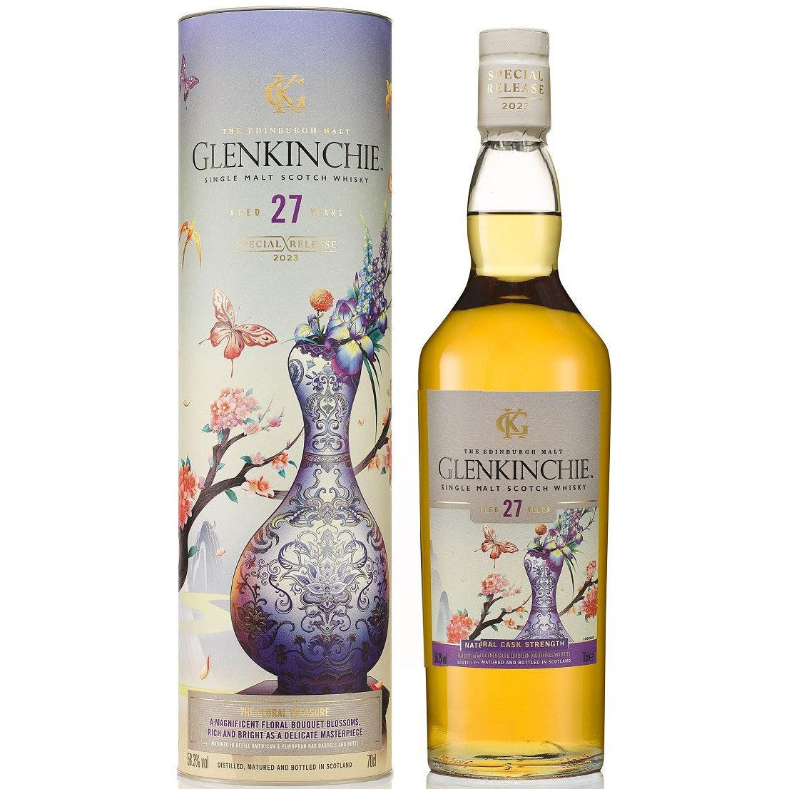 Glenkinchie 27 Year Old The Floral Treasure — Special Releases 2023 bottle and packaging