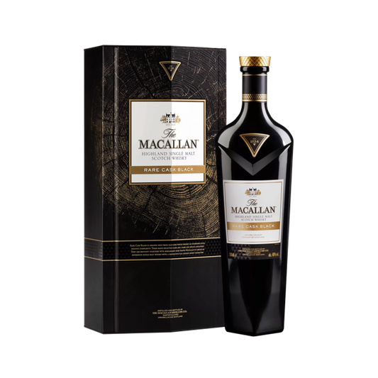 The Macallan Rare Cask Black bottle and presentation pack