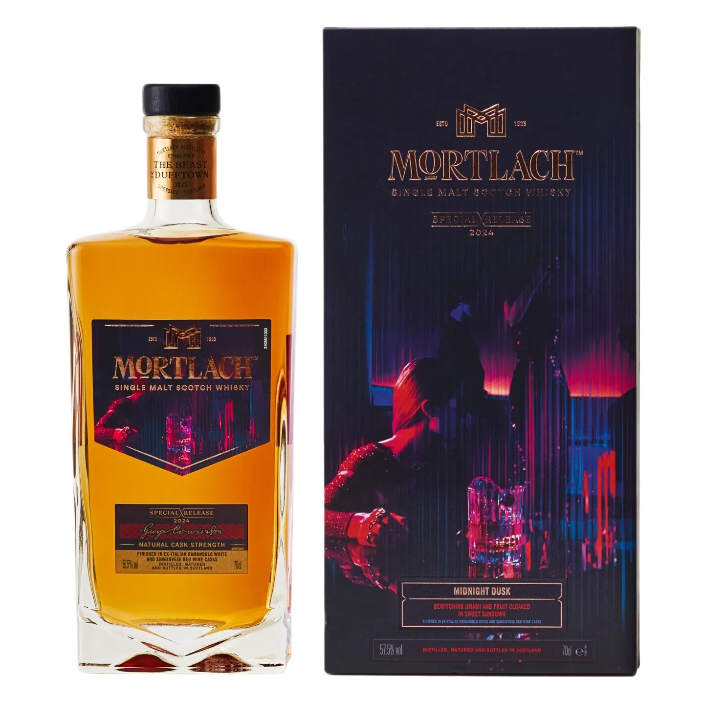Mortlach Midnight Dusk bottle and box